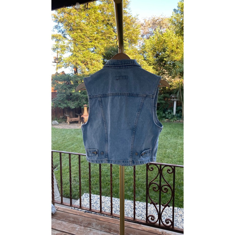 Banana Republic Vintage Denim Crop Vest Light Wash Blue Cotton Womens Small USA - Picture 2 of 6